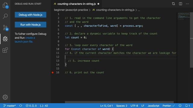 BEGINNER Javascript Problems - Loop & Iterations - Counting Characters in String