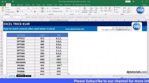 How to insert comma after each letter in excel - Using Formula & VBA code