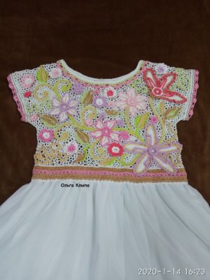 платье комбинированного типа (ирландское кружево+ткань) для девочки