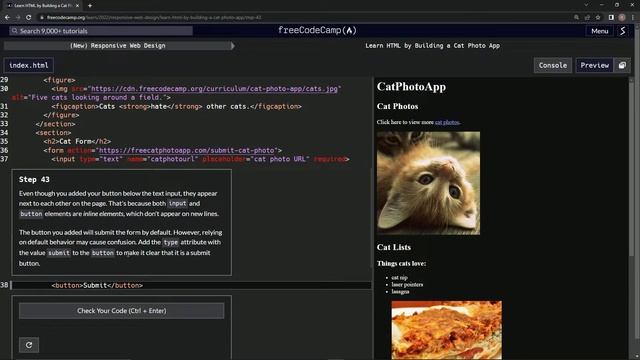 Learn HTML by Building a Cat Photo App - Step 43