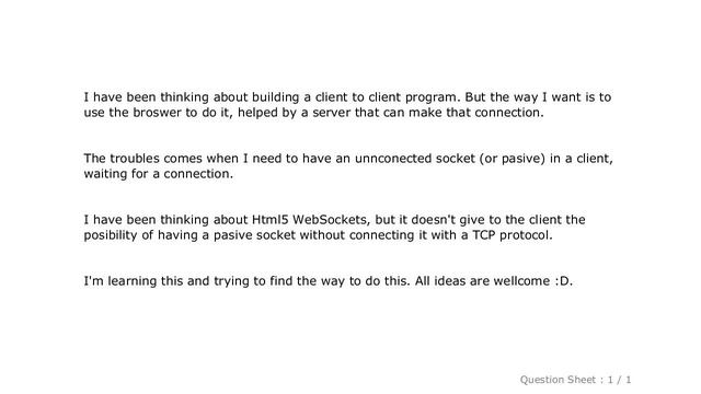 HTML : How can i do a client to client (browsers) socket connection? смотреть онлайн
