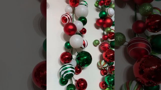 Raz 6' Red, Green, and White Ball Ornament Christmas Garland G4202286