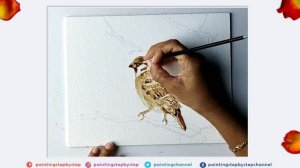 COFFEE PAINTING FOR BEGINNERS | HOW TO DRAW A SPARROW STEP BY STEP | BIRDS COFFEE PAINTING ON CANVA