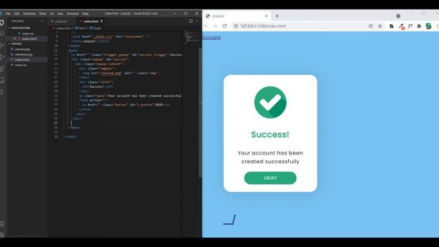 Complete code for Success and Error alert popup in HTML, CSS and JS смотреть онлайн