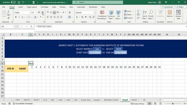 Revolutionize Attendance Management with Dynamic Excel Sheets! in Pashto