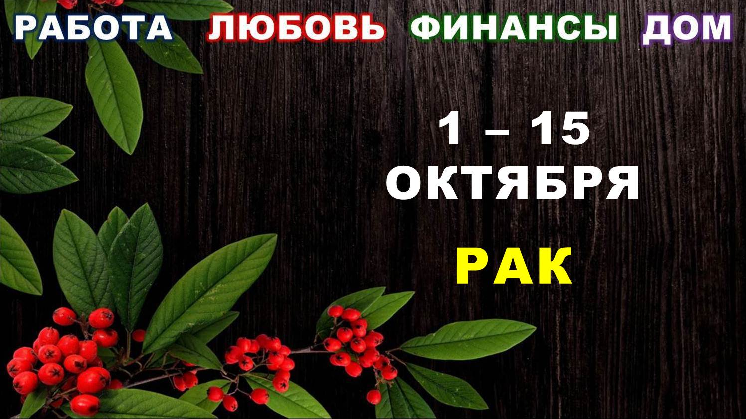 ♋ РАК. ? С 1 по 15 ОКТЯБРЯ 2023 г. ✅️ Главные сферы жизни. ? Таро-прогноз ?