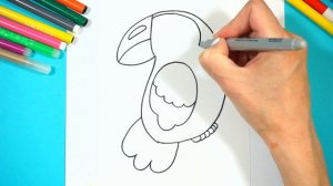 Как нарисовать тукана. Простой рисунок для детей.How to Draw a Toucan Bird