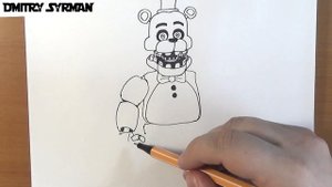 How to draw Fredbear, FNAF, Как нарисовать Фредбера, ФНАФ