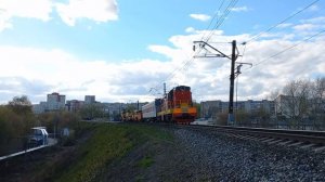 Тепловоз ЧМЭ3-1507 с хозяйственным поездом близ ст. Киров-Пассажирский