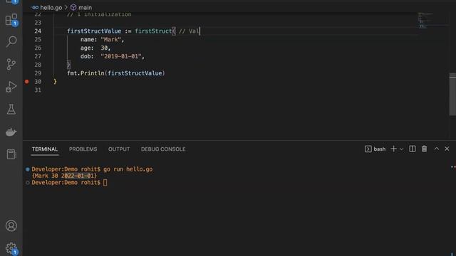 structs in go | struct go | go struct | custom data type in go