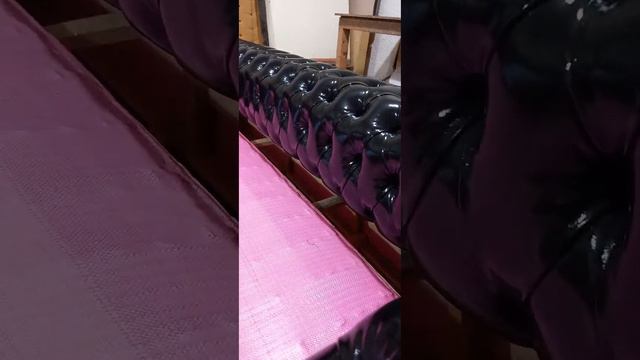 Chester leather sofa | Making high quality Chester sofa | Attractive shiny black leather#shortvideo