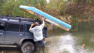 Patrol y60 погрузка лодки на крышу