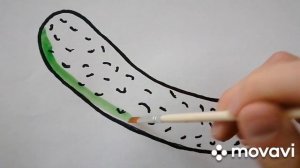 Drawing a cucumber for children/Рисование огурца для детей
