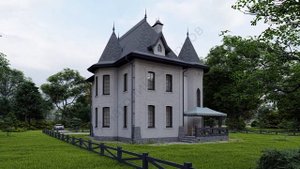 Проект дома "Замок" 140 кв. м. Белый кирпич