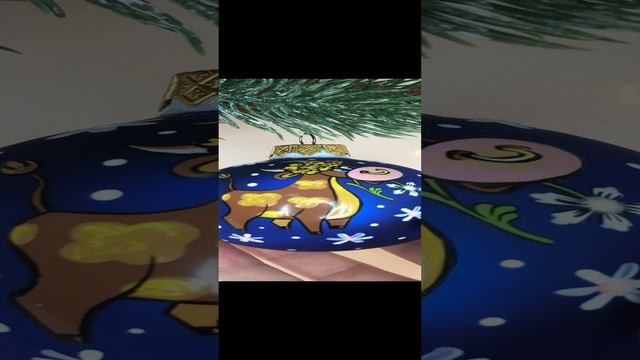 Арт. М14  Шар с ручной росписью 65 мм «Бычок в ромашках»