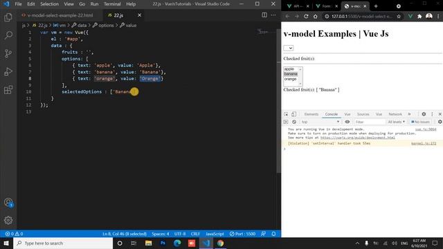v-model Multiple Select Example | Two Way Data Binding | VUE JS 2 [Arabic] #vue_js_2