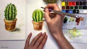 Как нарисовать кактус. Урок акварели