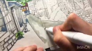 Sketching/Как нарисовать пейзаж маркерами/ART Studio