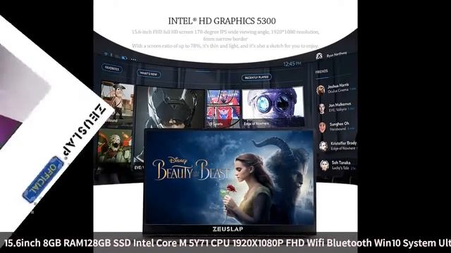 15.6inch 8GB RAM128GB SSD Intel Core M-5Y71 CPU 1920X1080P FHD Wifi Bluetooth