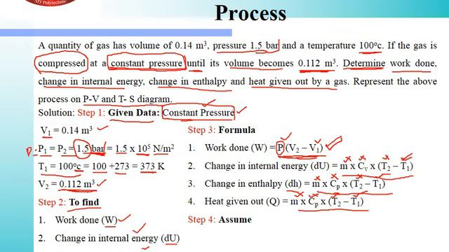 2.3.2 Numerical on constant pressure process (Isobaric Process)