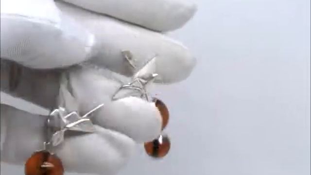 Гарнитур "Оригами" российское серебро -  серьги, кольцо, подвеска с балтийским янтарём 925 Ag S144