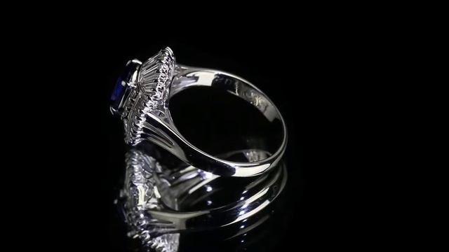 Кольцо из платины с сапфиром 1,72 карат и бриллиантами 1,08 карат (сертификат МГЦ) смотреть онлайн