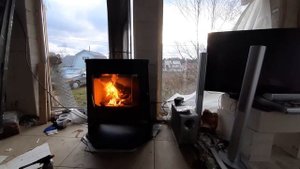 Растопка Печь-камин БАВАРИЯ ПАНОРАМА ПРИЗМА с плитой