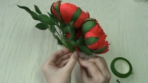 Букет цветов из 3 пионов в кульке / DIY