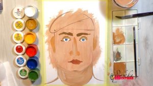 Как нарисовать солдата, рисуем портрет гуашью.
