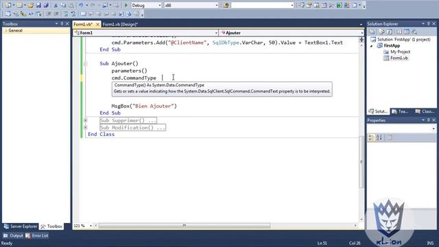 Using Stored Procedure in sqlCommand into Visual Studio - ADO.NET - 10