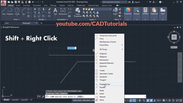 AutoCAD Draw Line 90 Degrees to Another