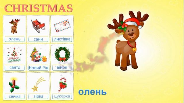 Вивчаємо англійські слова на тему "Різдво та Новий Рік". English for kids "Christmas and New Year"