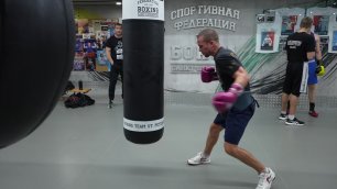 Работа на мешке чемпиона России по боксу Алексея Мазура