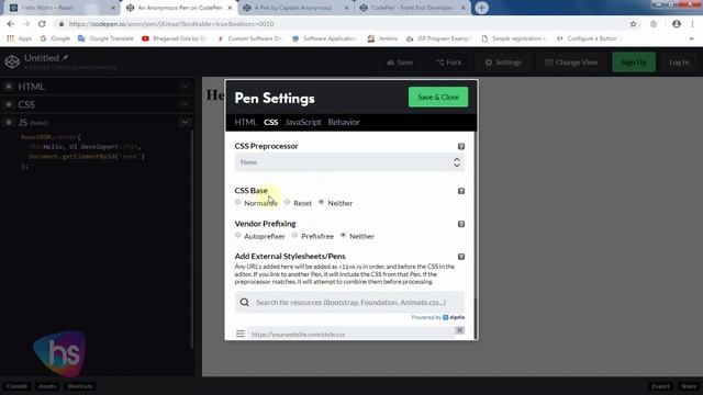 Codepen Introduction | ReactJS tutorial for freshers and experienced | react tutorial | Harisystems