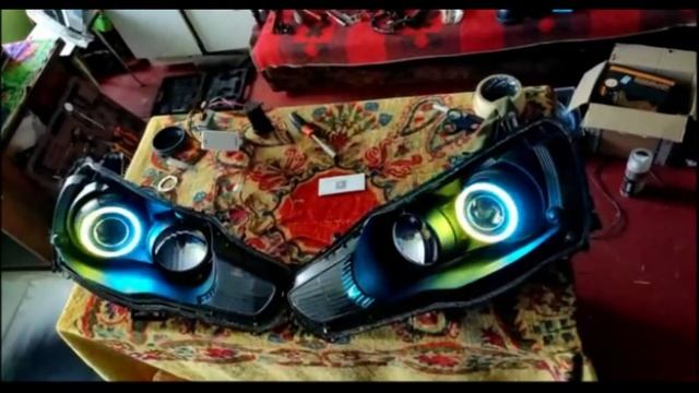 Тюнинг фар Lancer X. Линзы Aozoom Black Warrior + SRGB Angel Eyes смотреть онлайн