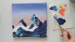 Картина акрилом или маслом+мастихин. Горы. Пошаговый урок для начинающих