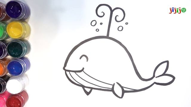 Drawing a big blue whale that spouts water смотреть онлайн