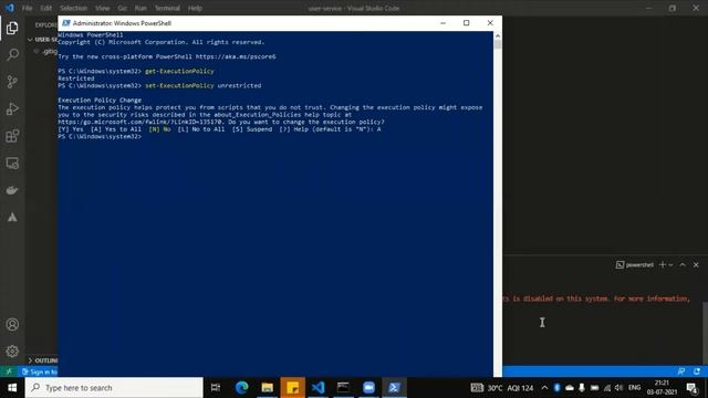 tsc ps1 cannot be loaded because running scripts is disabled on this ...
