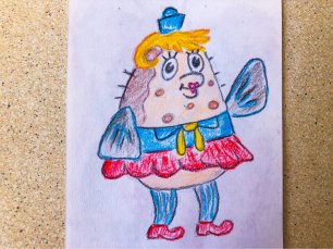 Как нарисовать Миссис Паф рыбу шар из мультфильма Губка Боб Квадратные Штаны карандашами