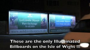 Billboard Isle of Wight at night on Medina Way