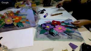 Осень Лоскутное шитьё Аппликация Живопись из лоскутков Панно с цветами Мастер класс Лариса Банакина