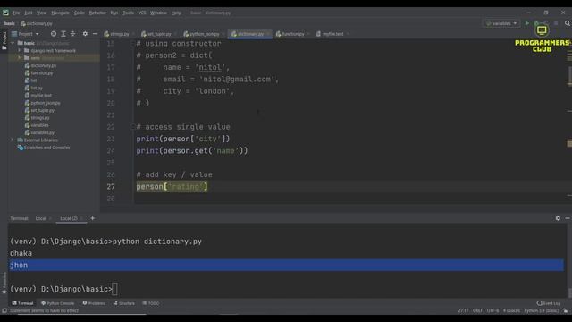 10. python dictionary | python basic |  dictionary in python | django tutorial | python dictionarie