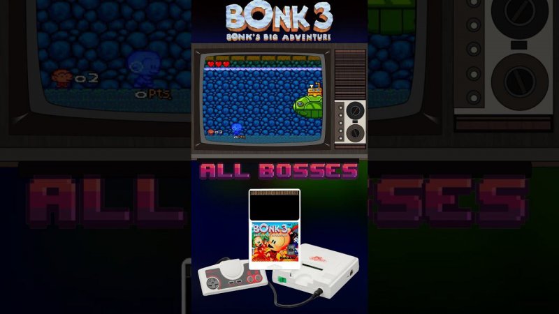 Bonk III: Bonk's Big Adventure - All bosses #shorts #pcengine #turbografx16 #retro