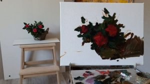 Зеленая ФЦ и хинакридон розовый - кто кого? Этюд с розами.