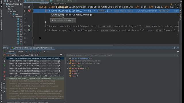 Leet Code 22 || Generate Parentheses|| Java || Debug смотреть онлайн