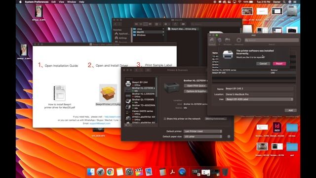 Beeprt By-245 Thermal Label Printer Setup Install Tutorial | Calibrate + Mac + Windows PC смотреть онлайн