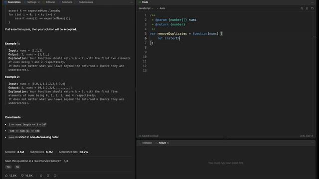 26. Remove Duplicates from Sorted Array |Approach 1: Two indexes approach | O(N) | Leetcode | Easy смотреть онлайн