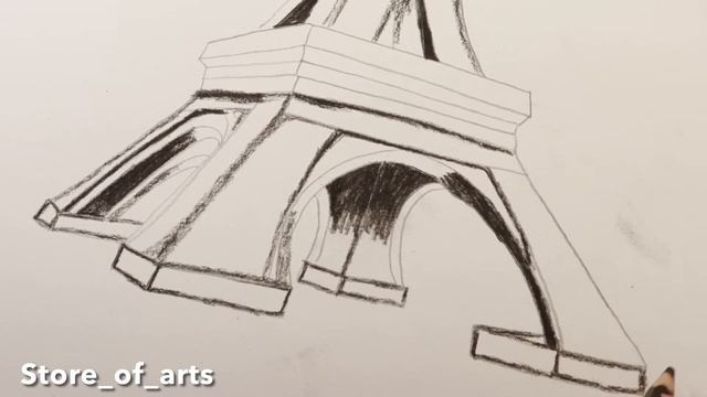 How to Draw Eiffel Tower - Step by step sketch/ drawing/ art tutorial for beginners смотреть онлайн