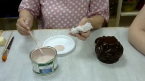 Вакула Галина. глиняный горшок с молдом. Декупаж на глине.