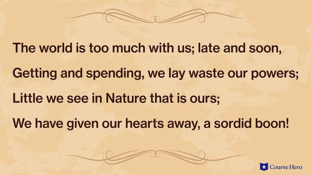 Poems Of William Wordsworth (Selected) | The World Is Too Much With Us
